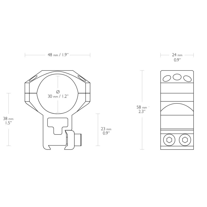 Hawke Tactical Ring Mounts 9-11mm - 30mm - EXTRA HIGHT