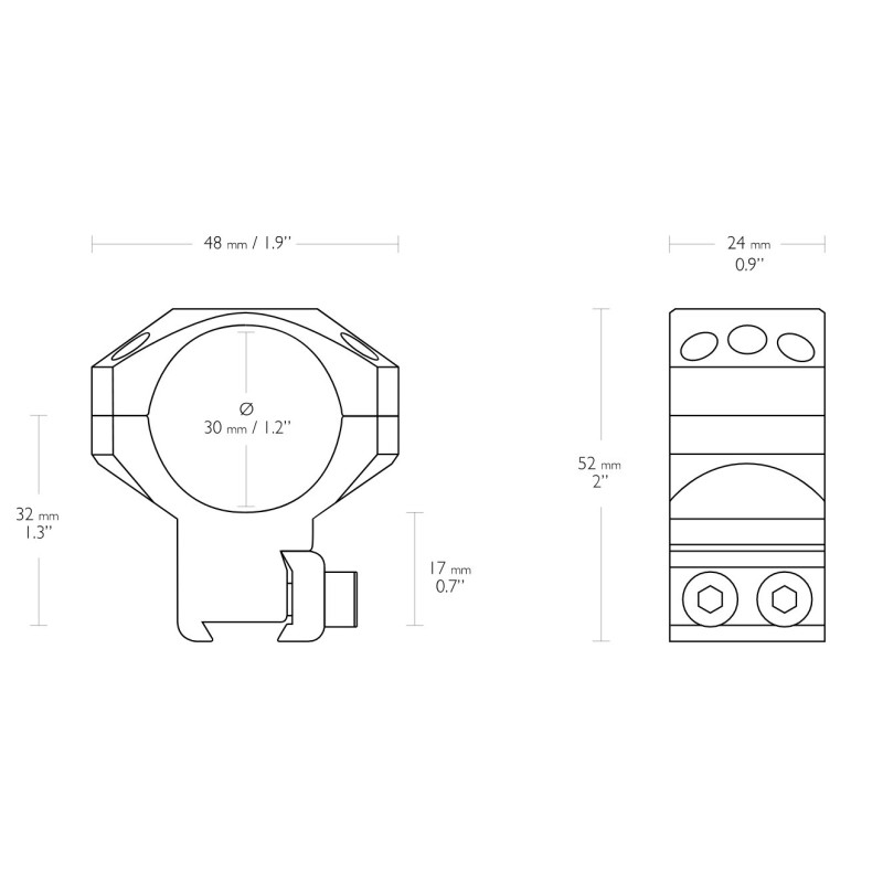 Hawke Tactical Ring Mounts 9-11mm - 30mm - HIGH