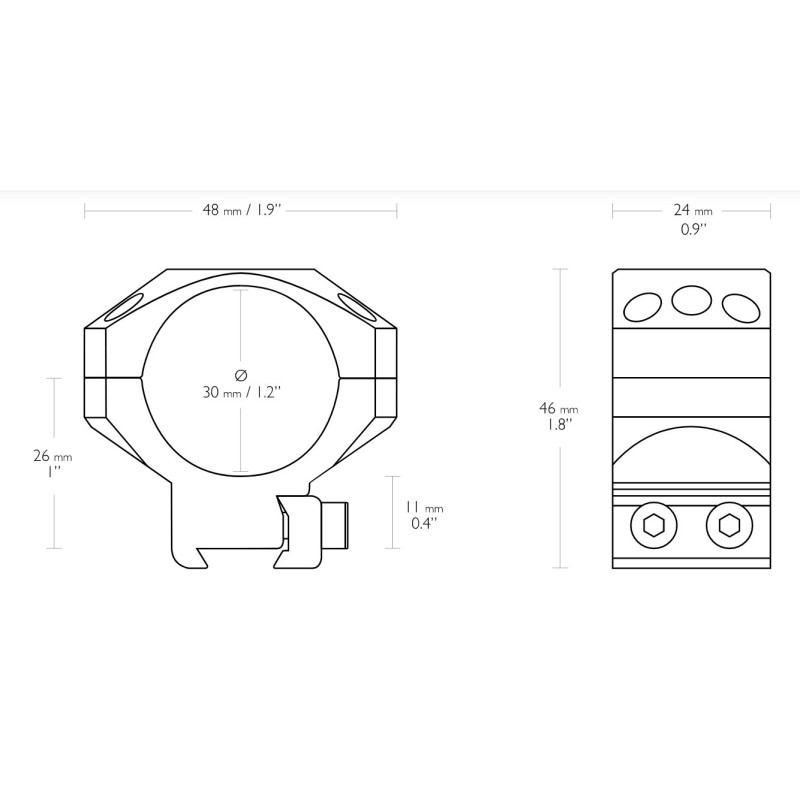 Hawke Tactical Ring Mounts 9-11mm - 30mm - moyen