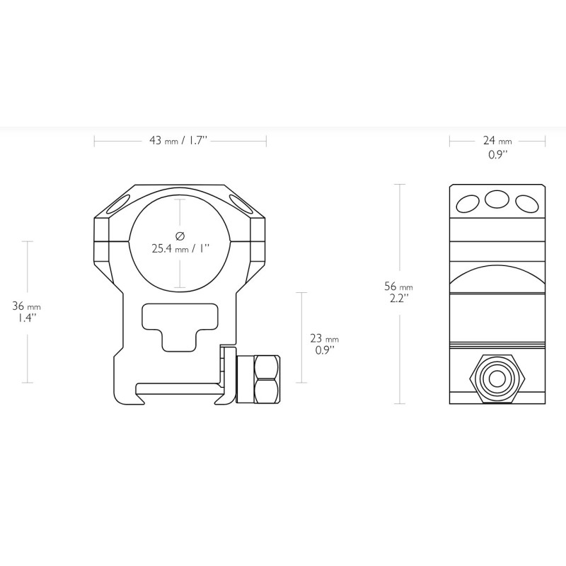 Hawke Tactical Ring Mounts WEAVER 1 inch (25.4mm) - EXTRA HIGHT