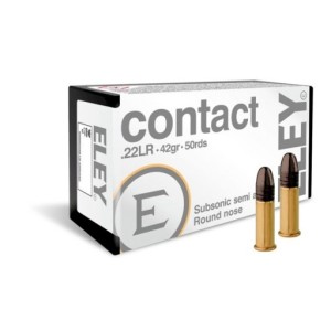 Cartouches ELEY contact - subsonique semi-auto - Cal: 22LR - 42gr - Boite de 50 unités