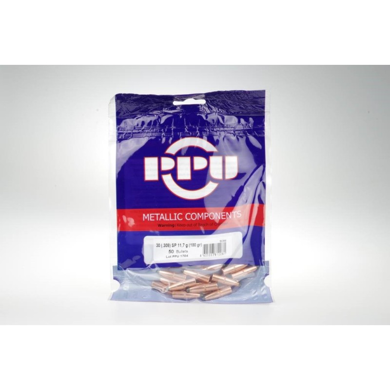 Ogives PPU Cal. 30 .308 180grs SP - sachet de 50 unités