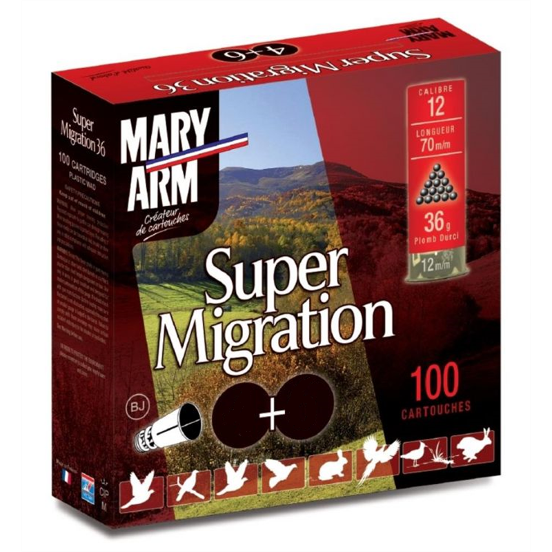 Cartouches MARY ARM PACK SUPER MIGRATION 36 - Cal 12/70 36GR N°7 1/2 + 9 X100