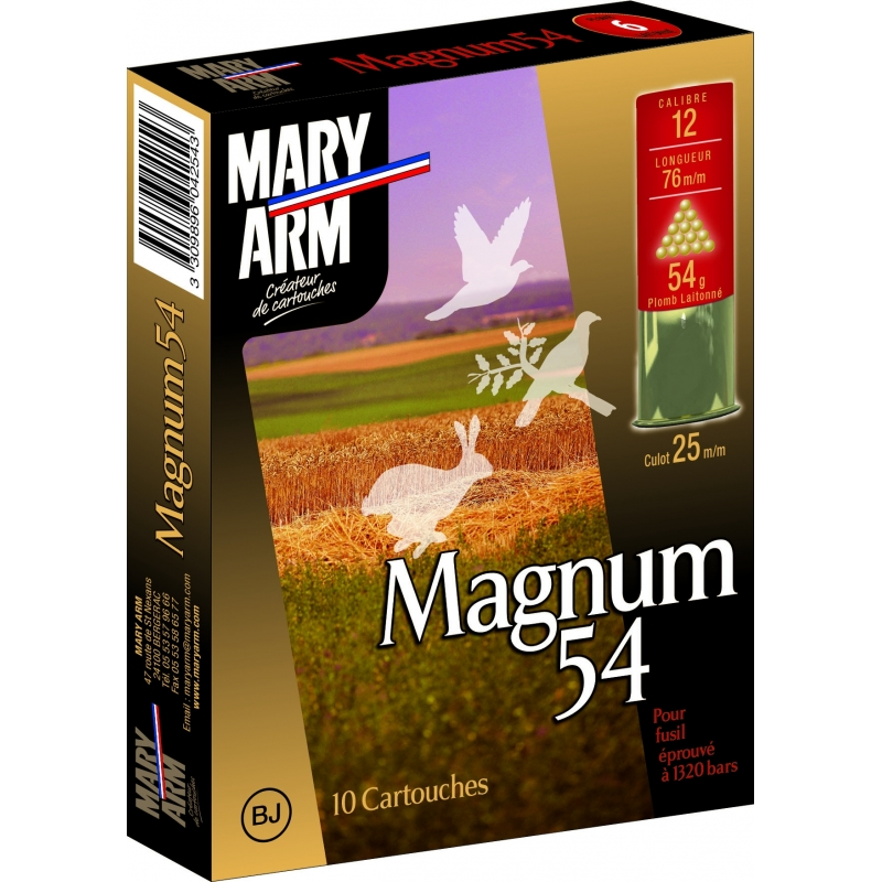 Cartouches MARY ARM MAGNUM 54 - Cal12/76 54gr BJ X10