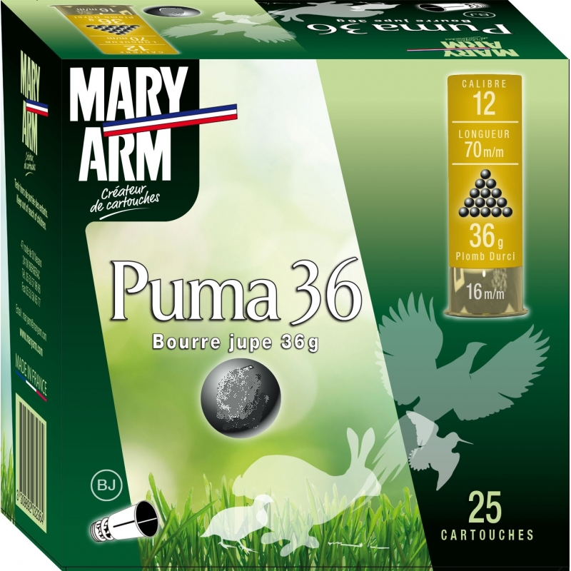 Cartouches MARY ARM PUMA 36 - Cal 12/70 36gr N°6 BJ par 25