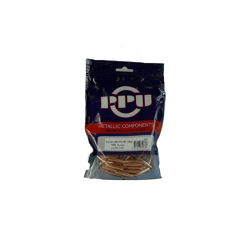 Ogives PPu Cal. 6.5mm .268 -139grs FMJ BT - sachet de 100 unités