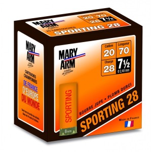 Cartouches ball trap MARY ARM SPORTING 28 - Cal 20/70 28gr N°7,5  BJ X25