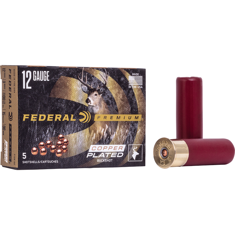 Cartouches Chevrotines Federal Cuivrées 12/70 9 Grains N°00Buck X5