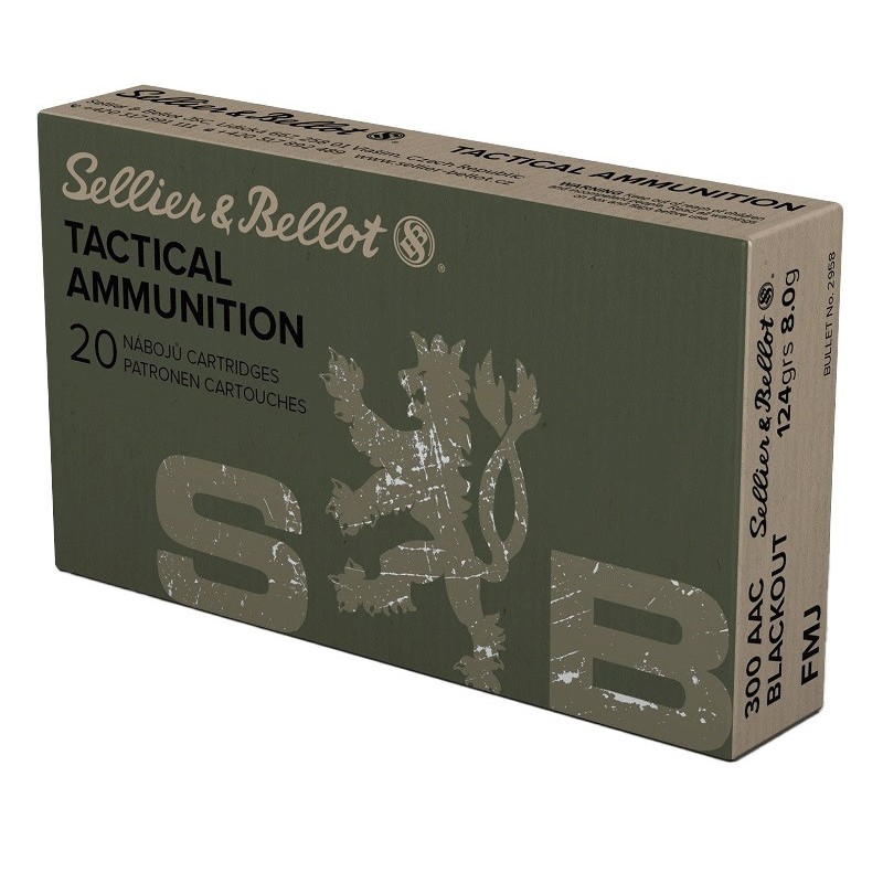 Cartouches Sellier & Bellot 300 AAC Blackout  FMJ TACTCAL 124grs - Boite de 20 cartouches