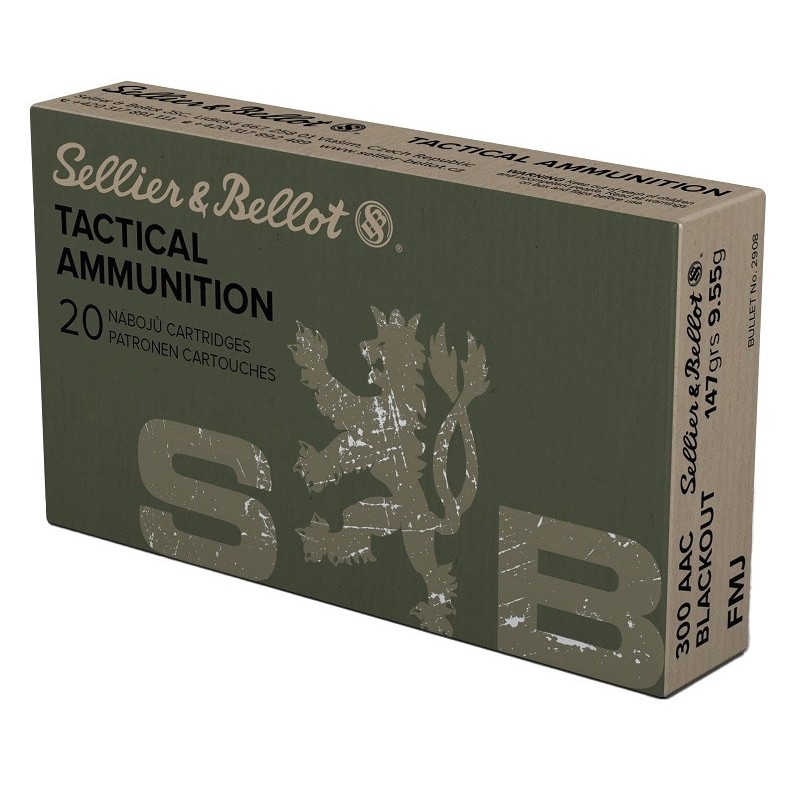 Cartouches Sellier & Bellot 300 AAC Blackout  FMJ TACTCAL 147grs - Boite de 20 cartouches
