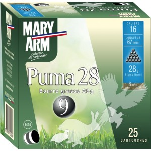Cartouches MARY ARM PUMA 28 - Cal 16/67 28gr N°9 BG X25