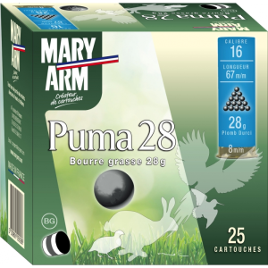 Cartouches MARY ARM PUMA 28 - Cal 16/67 28gr N°7,5 BG X25