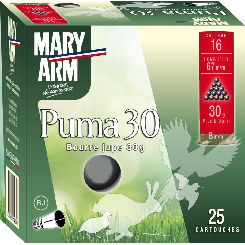 Cartouches MARY ARM PUMA 30 - Cal 16/67 30gr N°4 BJ X25