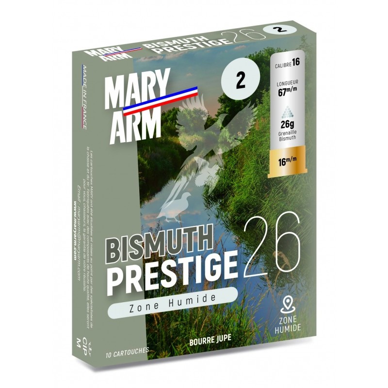 Cartouches MARY ARM PRESTIGE Bismuth 26 - Cal 16/67 26gr billes N°2 BJ
