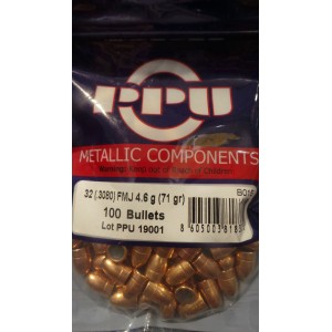 Ogives PPU Cal. 32 (.3080) 71gr FMJ - sachet de 100 unités