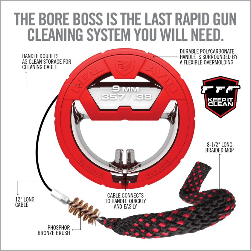 REAL AVID - CABLE DE NETTOYAGE BORE BOSS - CAL .357CAL/.38CAL/9MM