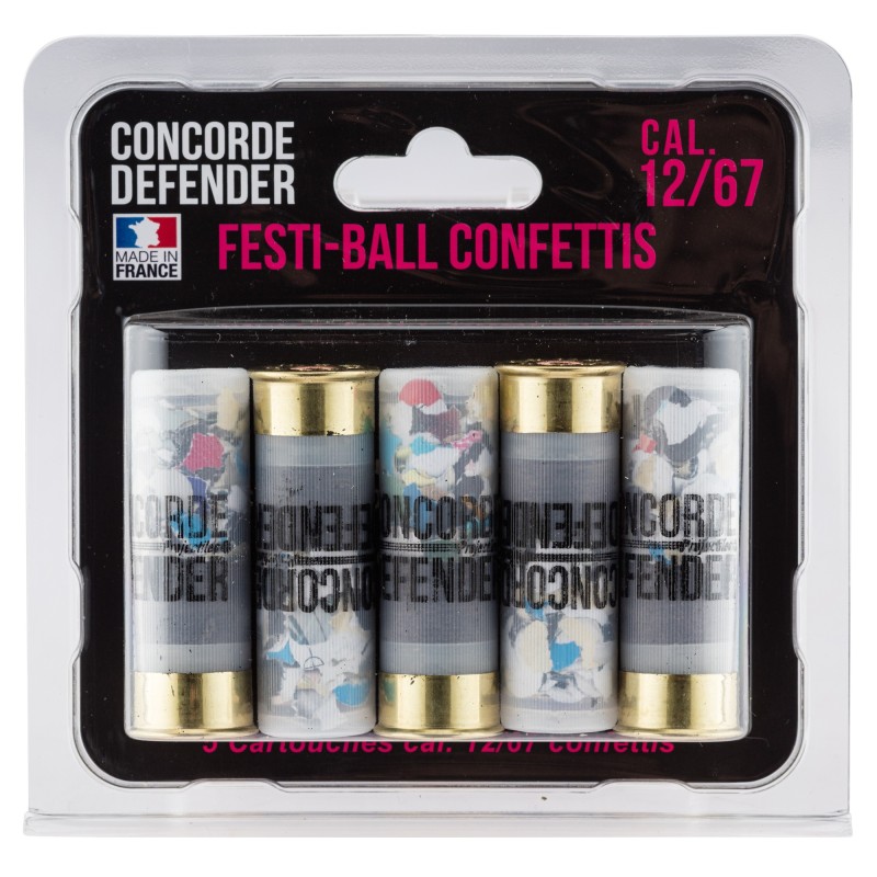 5 CARTOUCHES FESTI-BALL CAL. 12/67 CONFETTIS