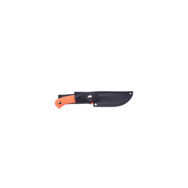BROWNING PRO HUNTER COUTEAU A LAME FIXE + ETUI CUIR - MANCHE FLUO