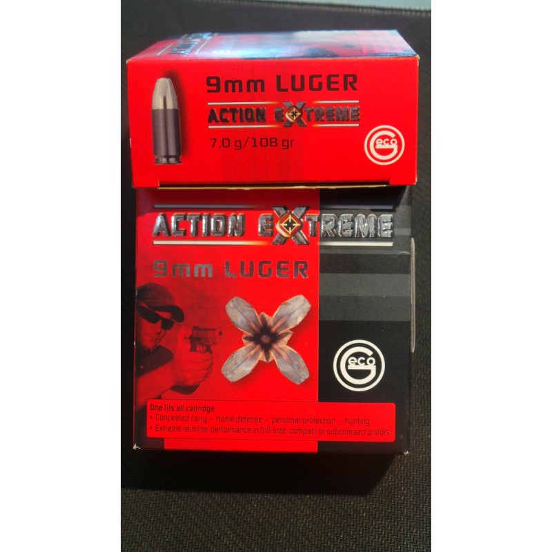 Cartouches GECO PARA ACTION EXTREME Calibre 9mm 108grs FMJ - Boite de 20 unités