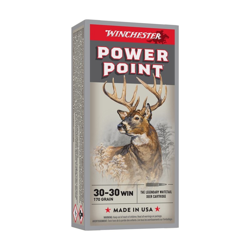 Cartouches WINCHESTER Calibre 30-30 WIN. POWER POINT - Boite de 20 unités