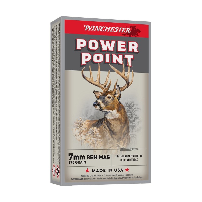 Cartouches WINCHESTER 7mm Rem Mag SUPER X POWER POINT175 grs X20