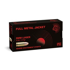 Cartouches GECO Calibre 9mm 124grs FMJ - Boite de 50 unités
