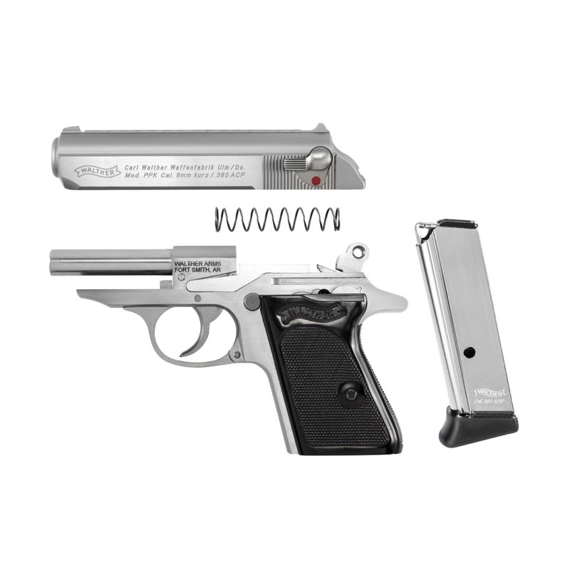 PISTOLET WALTHER PPK, 6 CPS CAL 380ACP - INOX