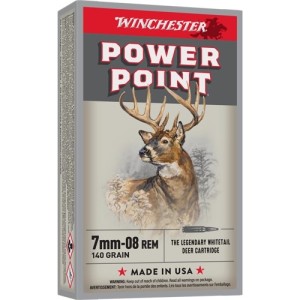 Cartouches Winchester 7mm-08 Rem Power Point 140grs Boite de 20