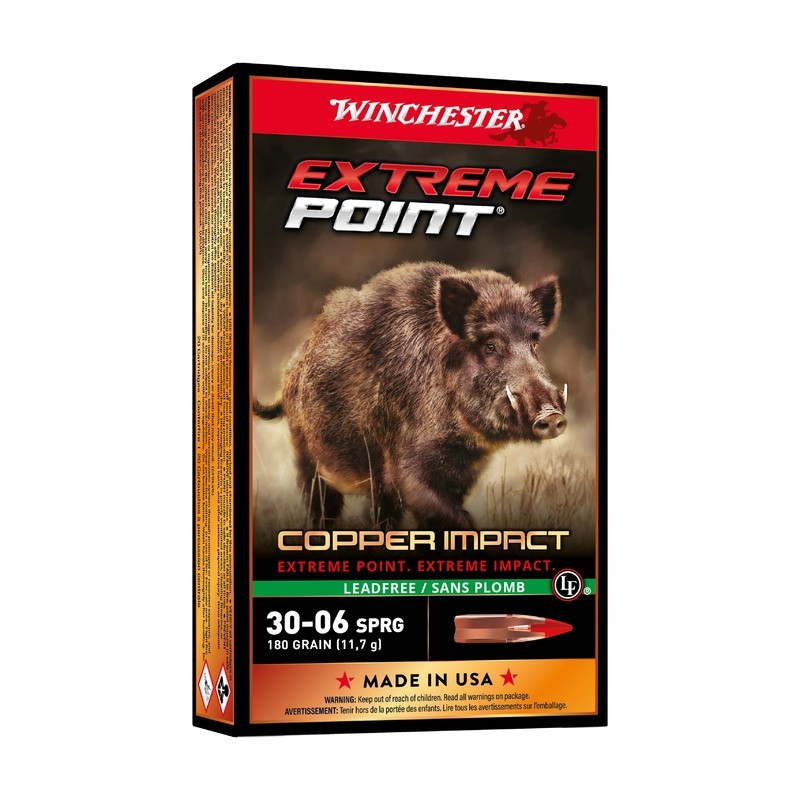 Cartouches WINCHESTER 30-06 SPRG Extreme Point - COPPER IMPACT 180GR X20