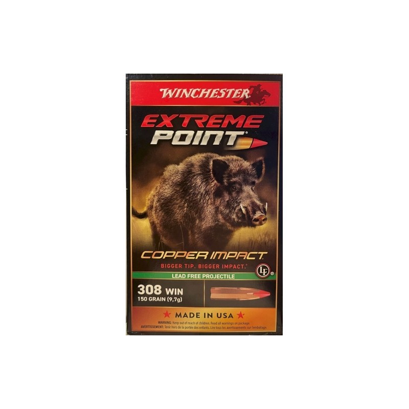 MUNITIONS WINCHESTER CAL.308WIN EXTREME POINT COPPER IMPACT 9.7G 150GR
