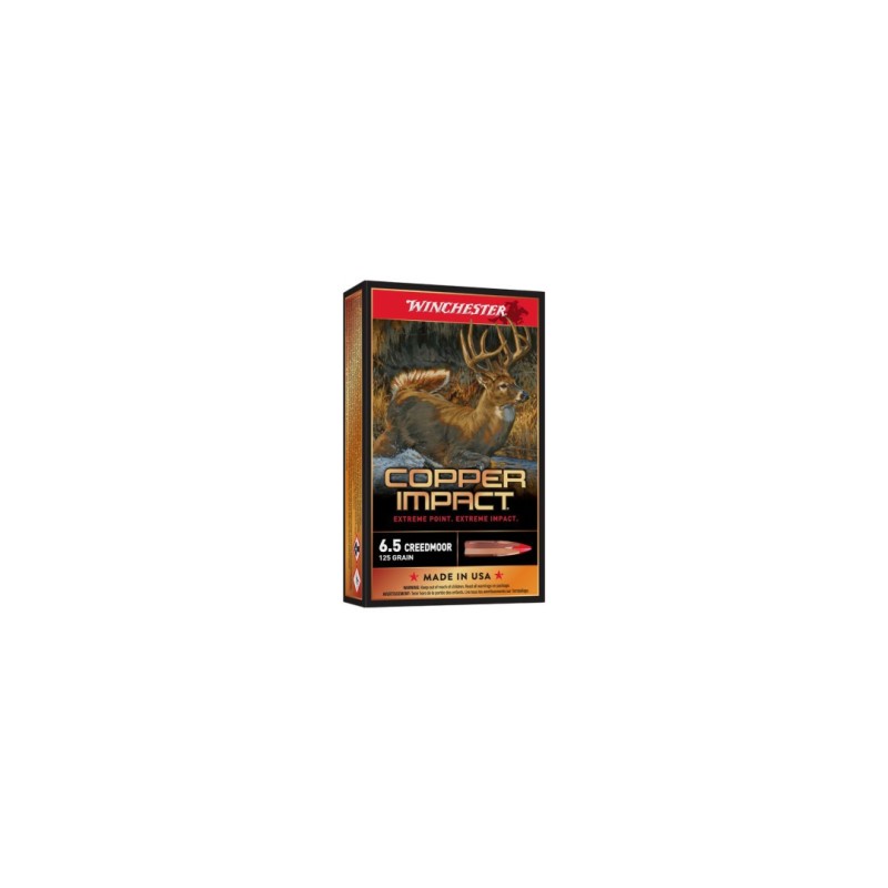 CARTOUCHES WINCHESTER CAL 6.5 CREEDMOOR EXTREME POINT COPPER IMPACT - 125GR - OGIVE SANS PLOMB - BOITE DE 20