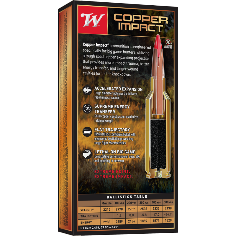 Cartouches WINCHESTER cal.270wsm extrême copper impact 130gr par 20