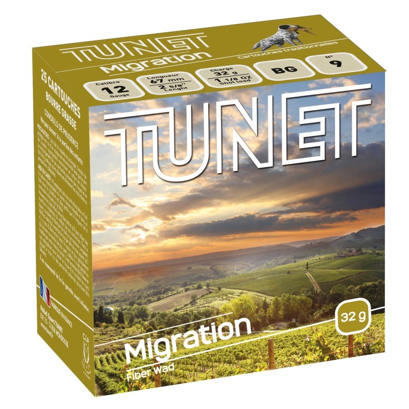 Cartouches TUNET MIGRATION - Cal 20/70 - BG - 28 Grammes