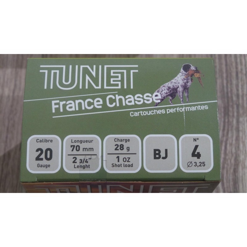 Cartouches TUNET FRANCE CHASSE Cal. 20/70 - 28G - BJ