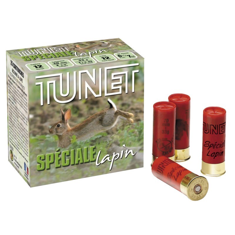 Cartouches TUNET SPECIAL LAPIN Cal 12/70 - PLOMBS N°6 1/2 / 7 3/4 -  Piston
