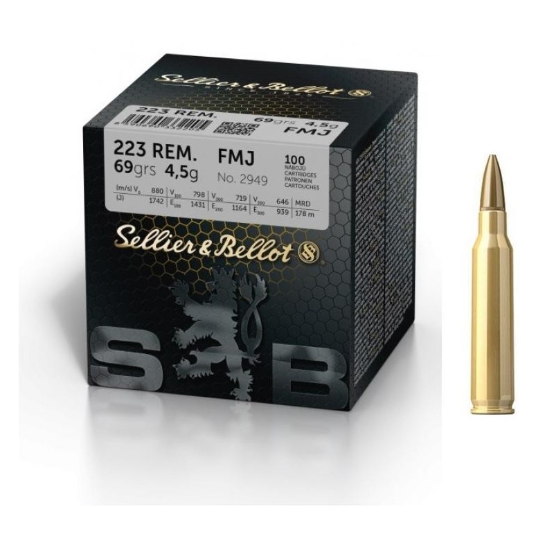 SELLIER BELLOT 223 REM FMJ - 69grs - Boite de 100