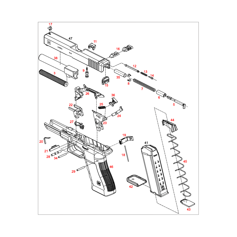 GOUPILLE DETENTE GLOCK SLIM G36 PIECE N°28