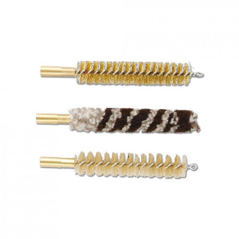 Set de 3 brosses LEADER - Nylon/Bronze/Acier Cal. 9