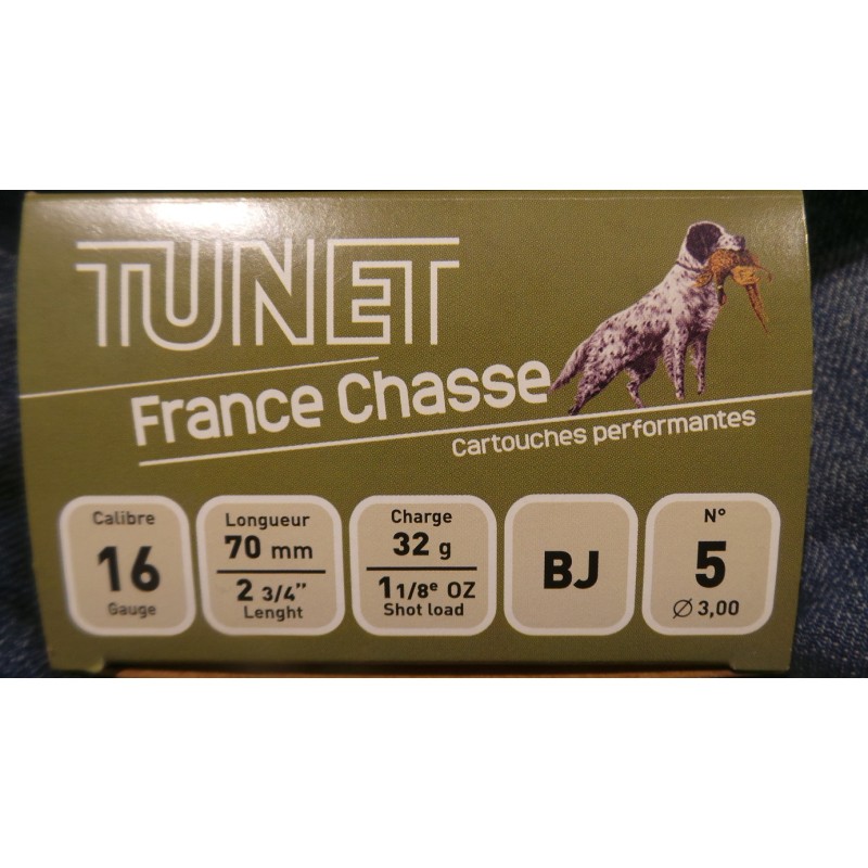 Cartouches TUNET FRANCE CHASSE Cal. 16/70 32G - N°5