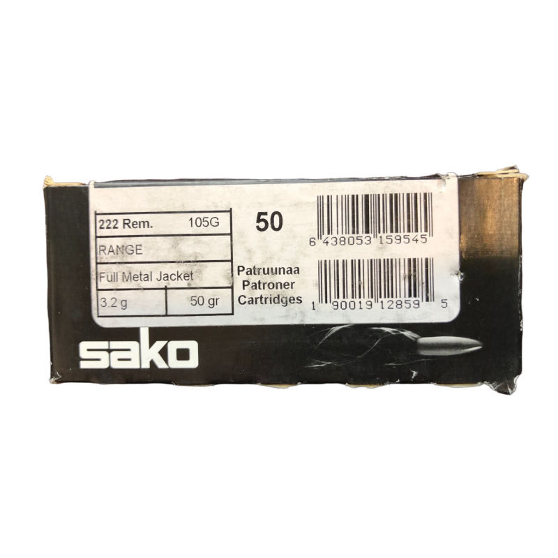 CARTOUCHES SAKO CAL 222 rem SAKO RANGE - FMJ - 50 Gr (3.2Grammes) - Boite de 50