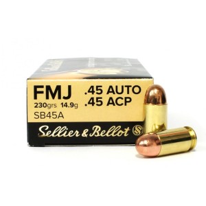 Cartouches SELLIER & BELLOT 45ACP 230grs FMJ - Boite de 50 unités