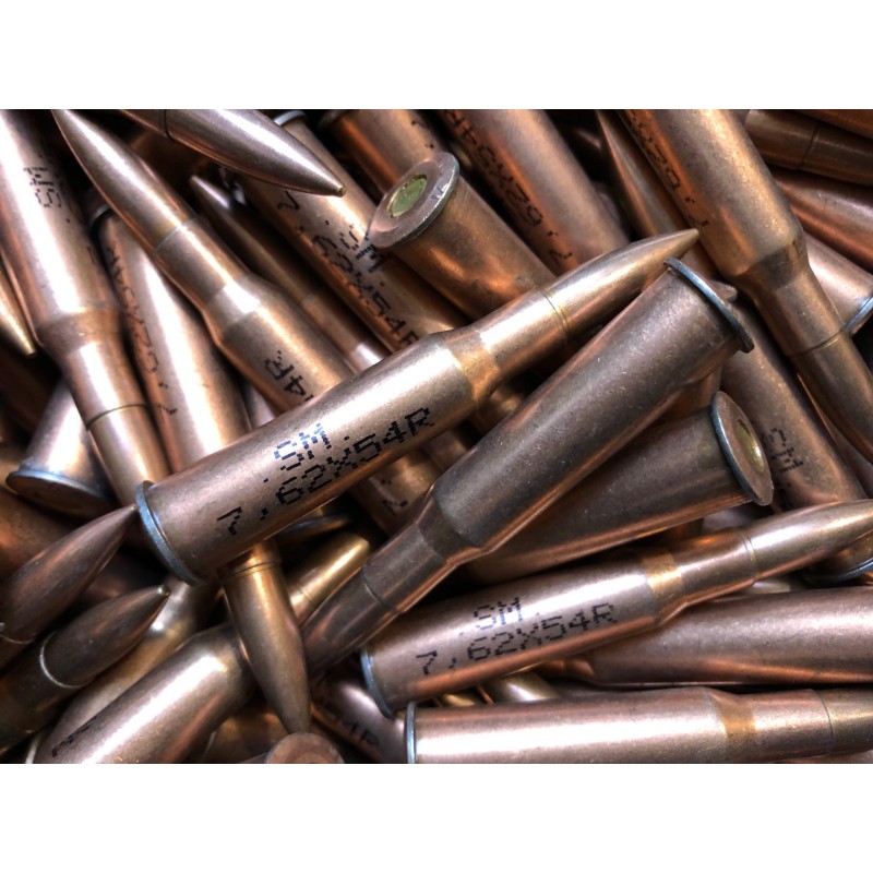 Cartouches SM Calibre 7,62x54R FMJ -  148 Gr (9,6 Grammes) - SURPLUS - Caisse de 500 unités