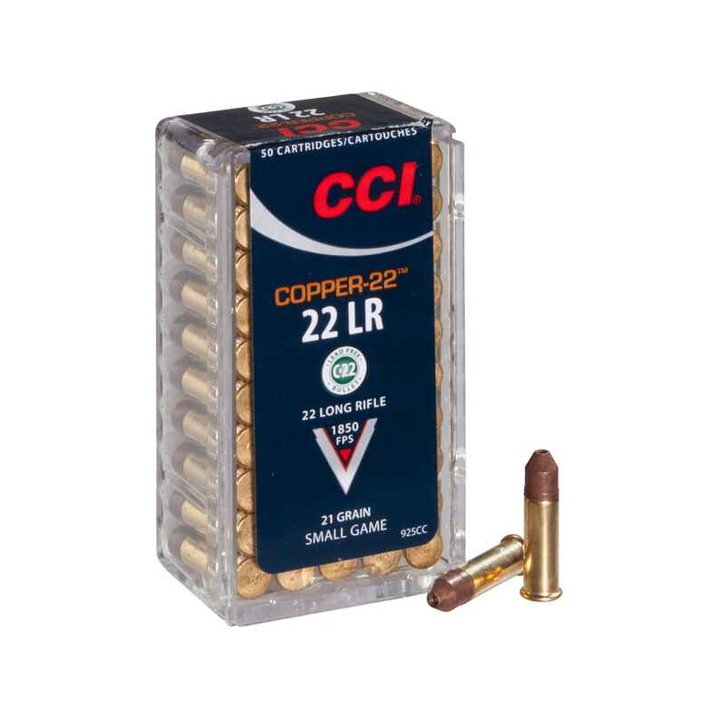 Cartouches CCI COPPER-22 Calibre 22LR - Boite de 50 unités