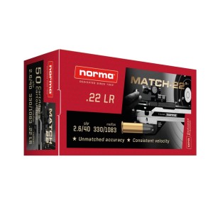 Cartouches NORMA MATCH-22 LRN PLOMB  - Calibre 22LR - Boite de 50 unités