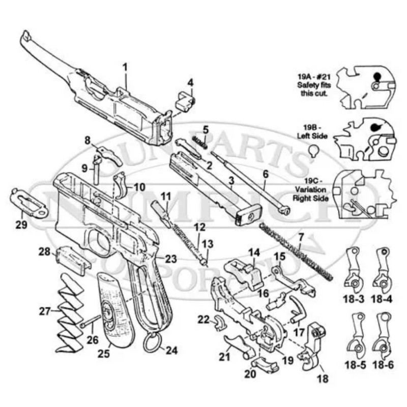 MAUSER C96 VERROU RESSORT ( ROCKER COUPLING ) C96-22