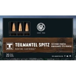 Cartouches RWS TEILMANTEL SPITZ - Softpoint - Demi blindée - Tête pointue - 50 gr / 3,2 g - 20 cartouches