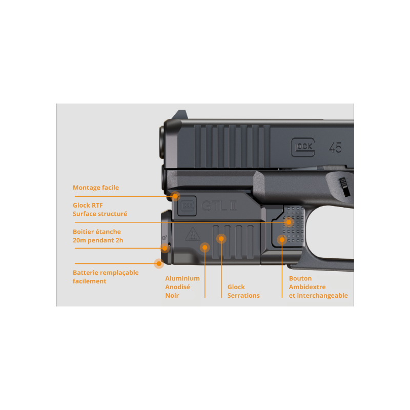 Lampe Glock GTL II LED 01 Set - Lampe Tactique pour Pistolet