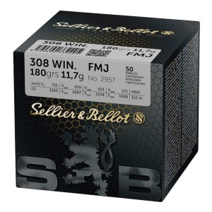 Cartouches SB 308 Winchester FMJ 11,7g x50 - Tir Sportif