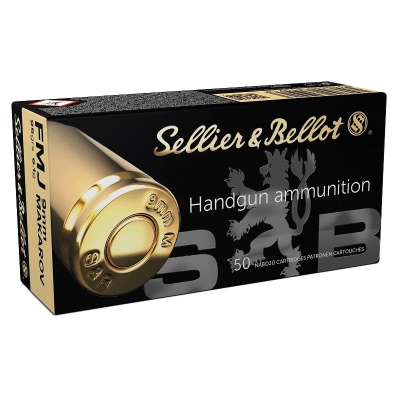 Cartouches Sellier & Bellot 9x18 Makarov FMJ 6,1g x50 – Haute Précisi