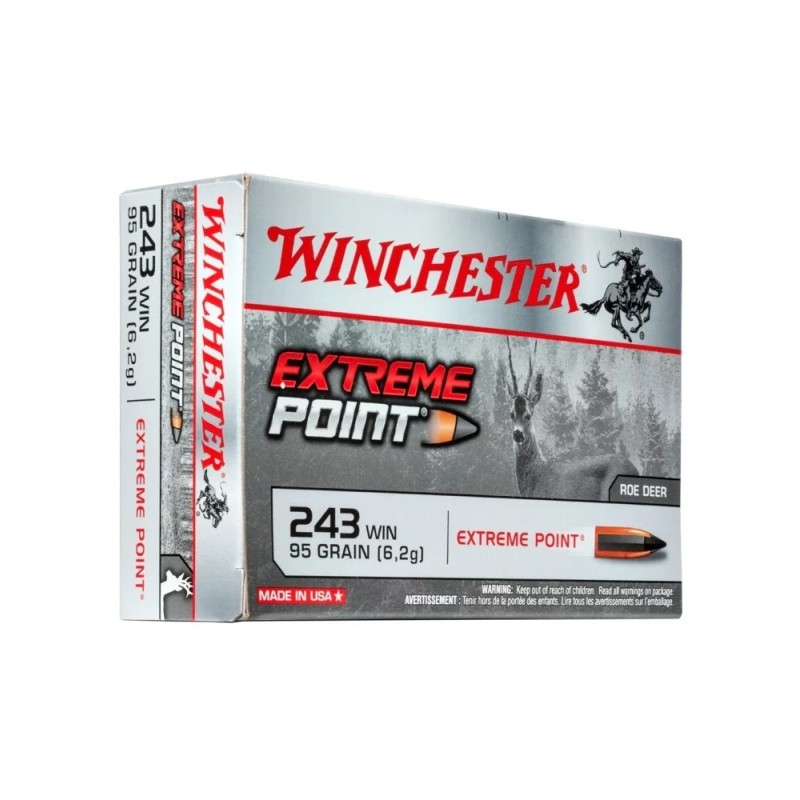 Cartouche Winchester .243 Win Extreme Point 95 gr Boîte de 20